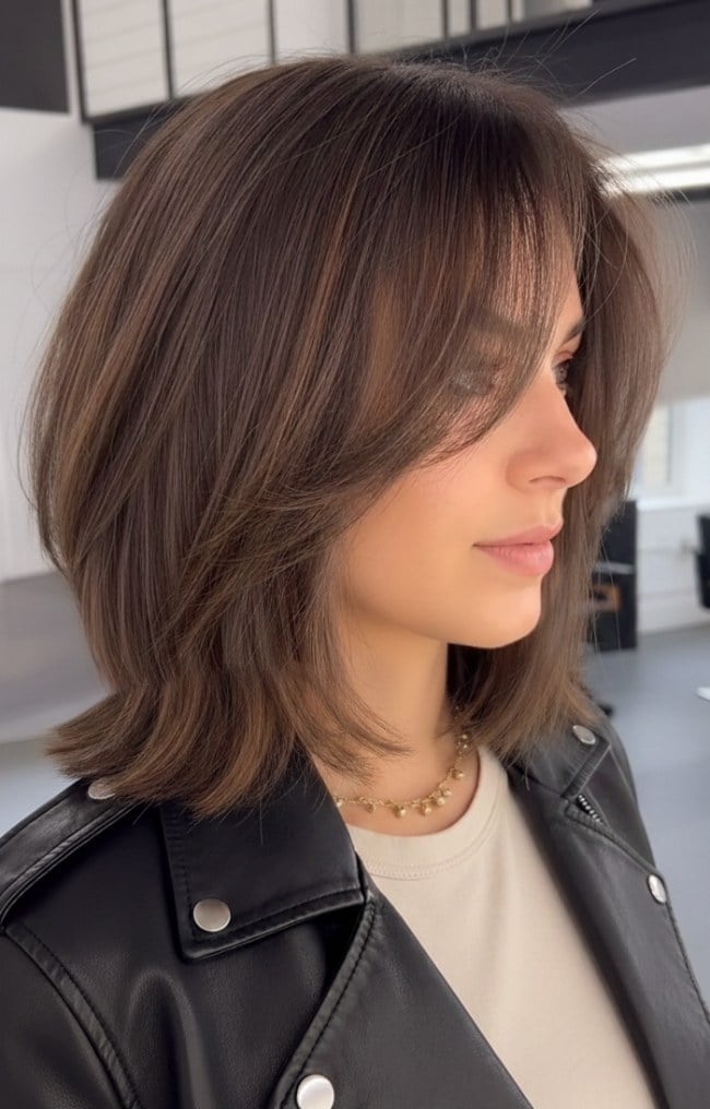 Collarbone Layered Bob With Air Dried Texture