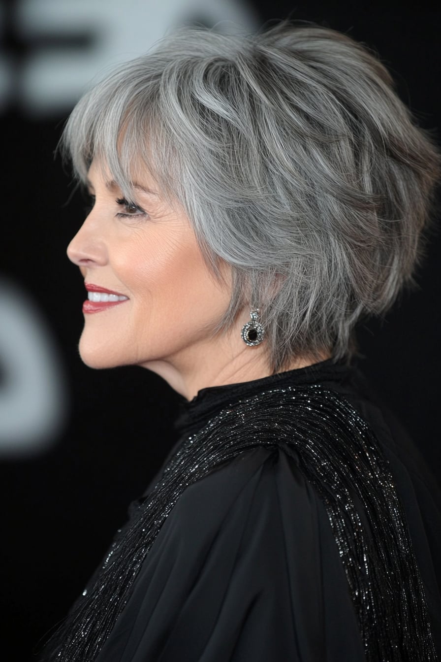Short Gray Bob With Soft Waves — Layered Bob