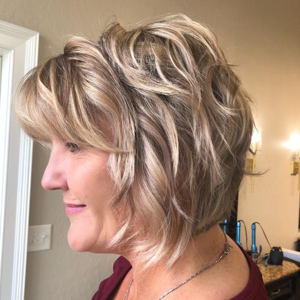 Blonde Layered Bob With Shaggy Effect