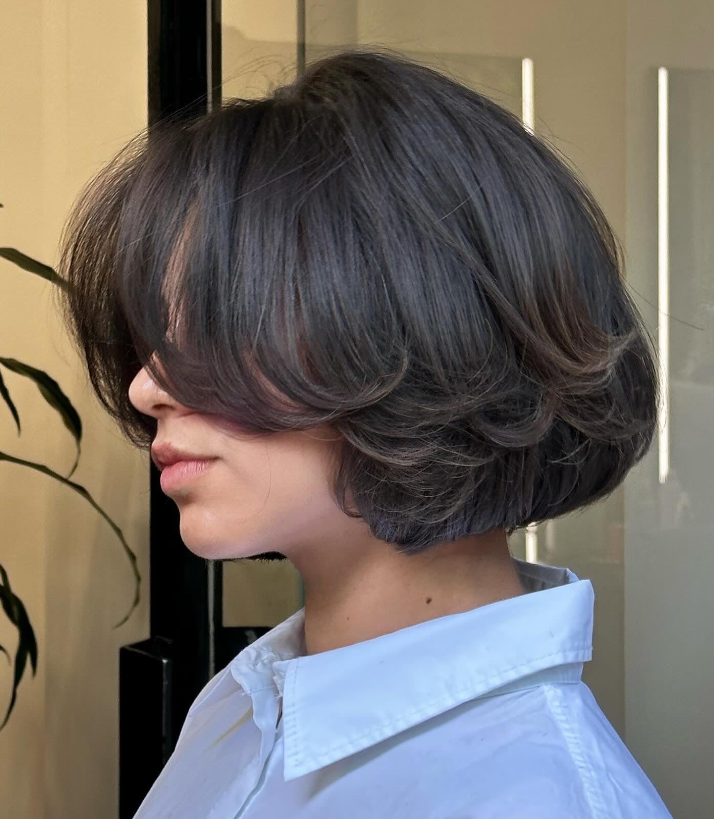 Chin Length Bob With Face-Framing Layers, Close-Up Take — Layered Bob