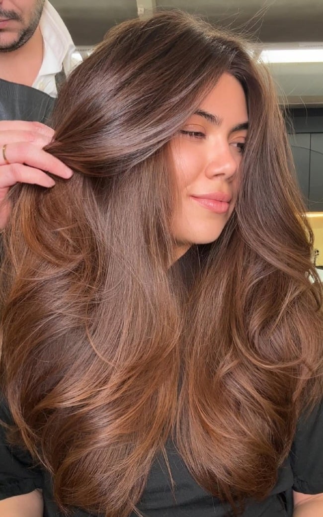 Chocolate Brown Mid-Back Waves, Wavy Chocolate Brown Mid-Back Waves, Wavy — Light Brown Hair
