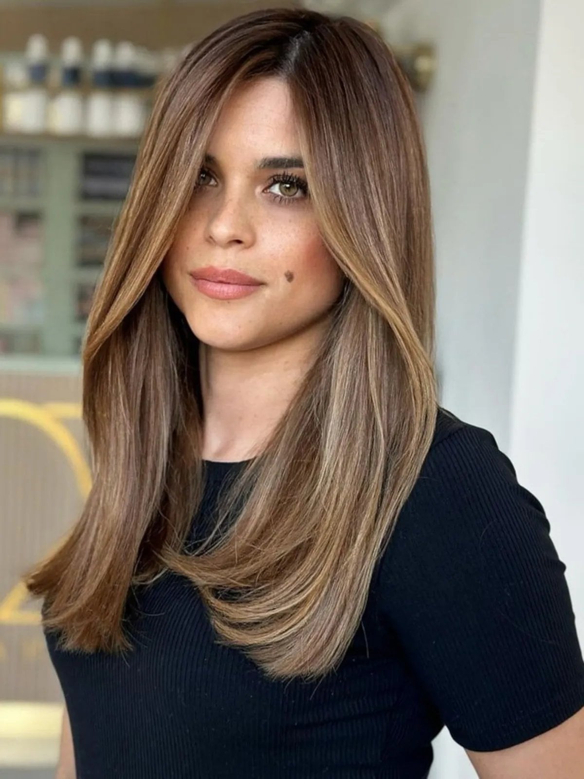 Collarbone Bob Straight With Subtle Highlights Collarbone Bob Straight With Subtle Highlights — Light Brown Hair