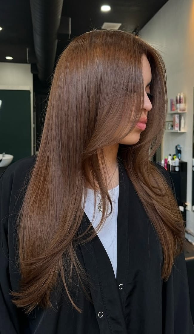 Medium Length Layers With Curtain Bangs Medium Length Layers With Curtain Bangs — Light Brown Hair