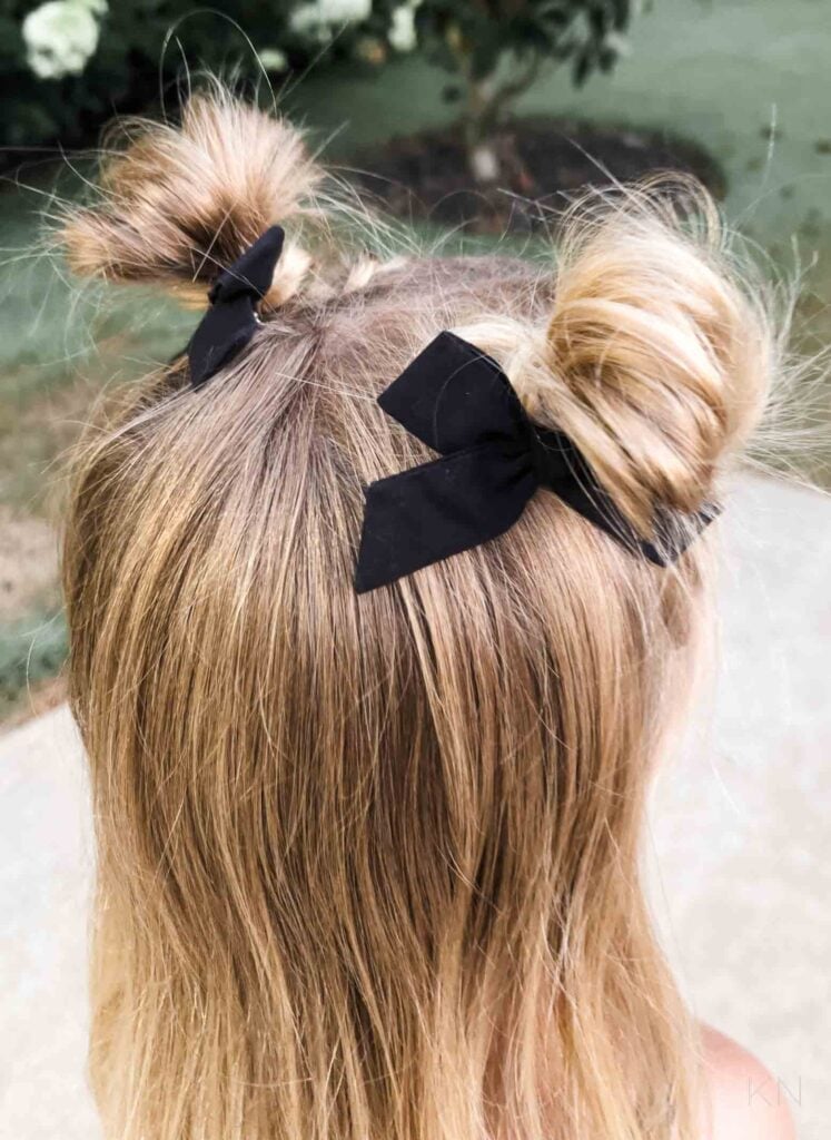 Blonde Hair Two High Buns — Little Girl Haircuts