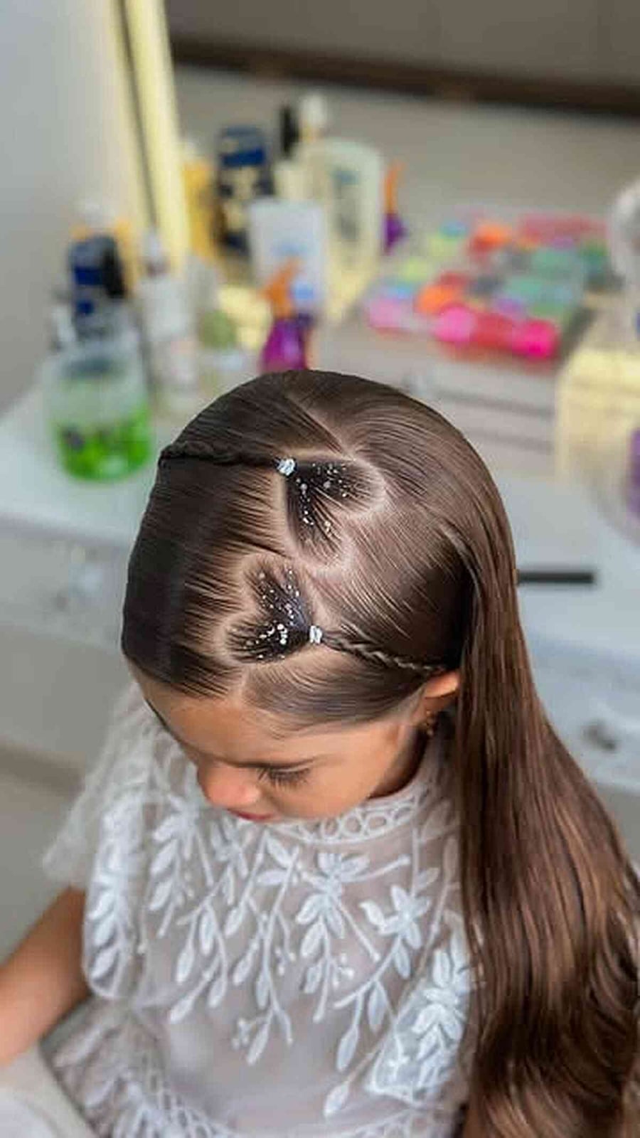 Long Dark Brown Hair With Heart Braids — Little Girl Haircuts
