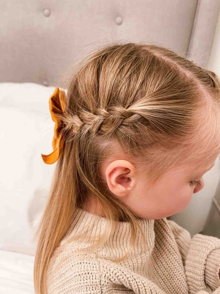 Mid-Back Blonde Hair With Side Braid — Little Girl Haircuts