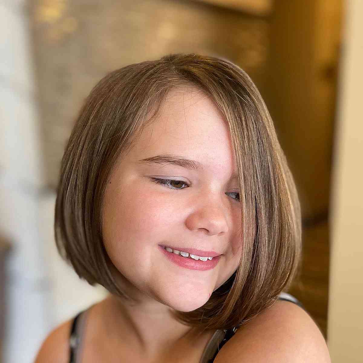 Light Brown Blunt Bob With Full Bangs — Little Girl Haircuts