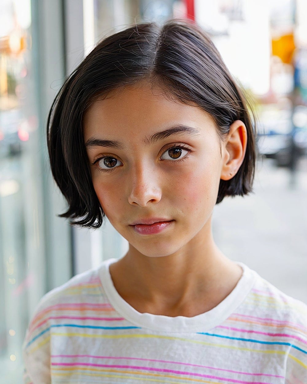 Sharp Dark Brown Bob With Tucked Ends — Little Girl Haircuts