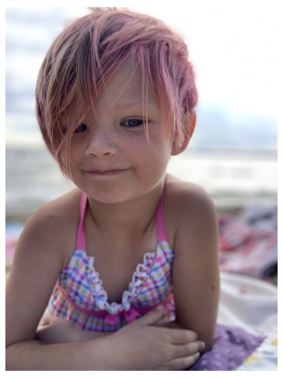 Short Pink Pixie With Wavy Texture — Little Girl Haircuts