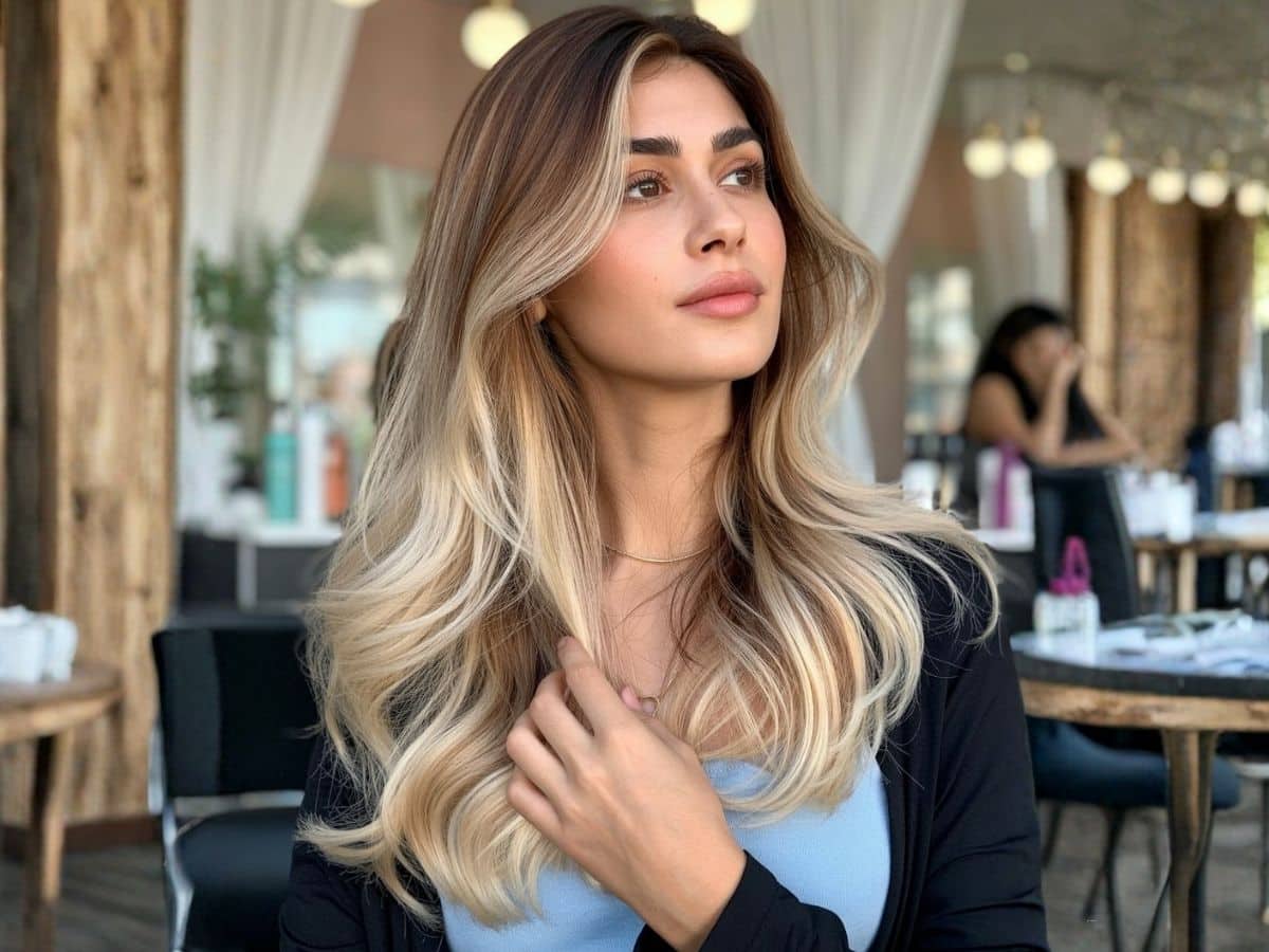 Honey Blonde Lob With Root Shadow Honey Blonde Lob With Root Shadow — Lived In Blonde