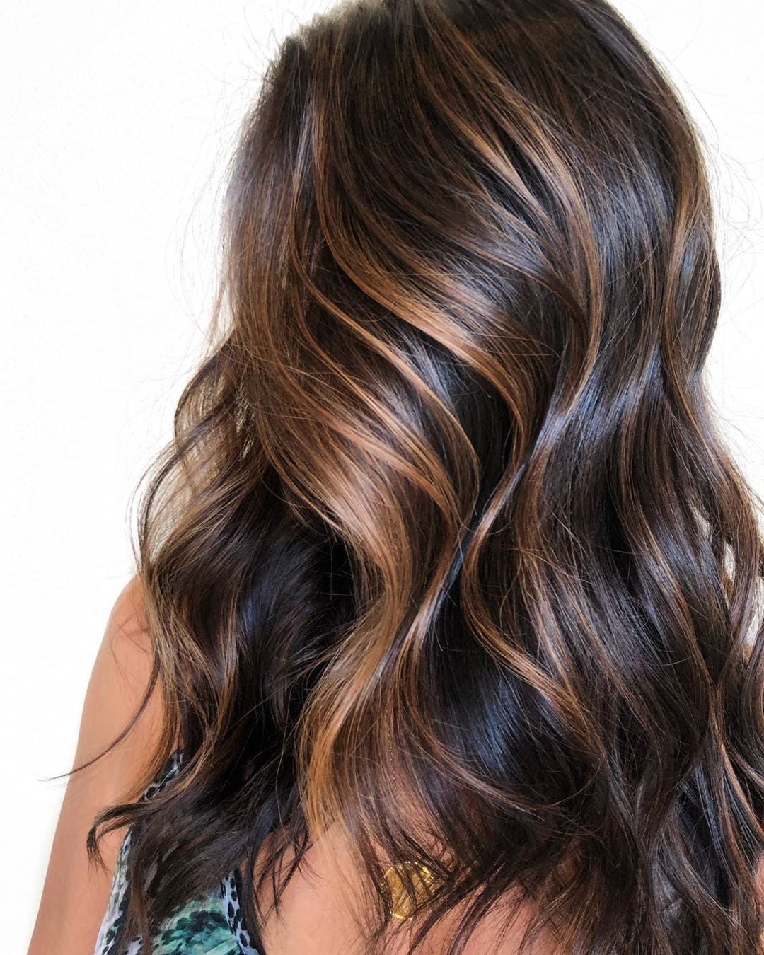 Mid-Back Brunette With Caramel And Copper Highlights Mid-Back Brunette With Caramel And Copper Highlights — Lived In Brunette
