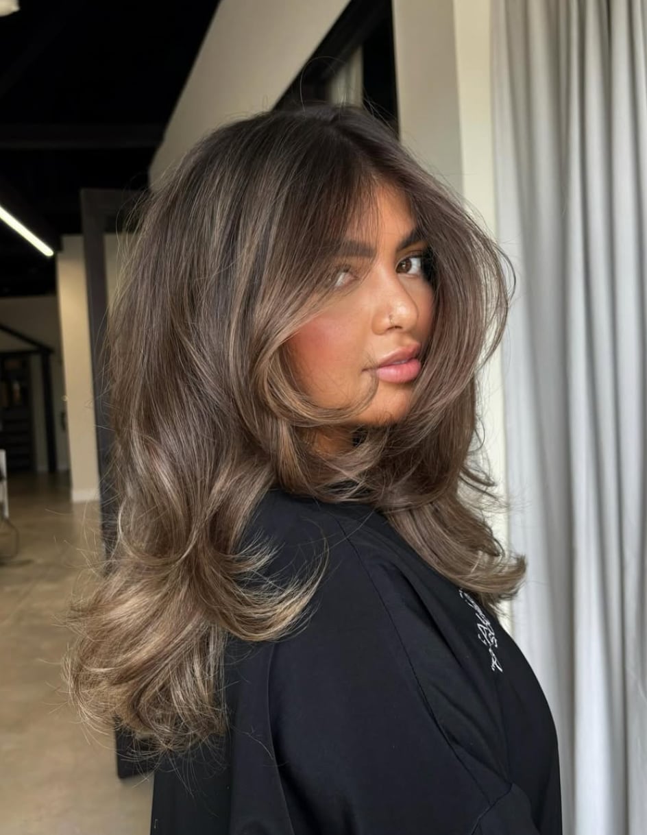 Mid-Back Medium Brown With Ash Blonde Balayage Mid-Back Medium Brown With Ash Blonde Balayage — Lived In Brunette