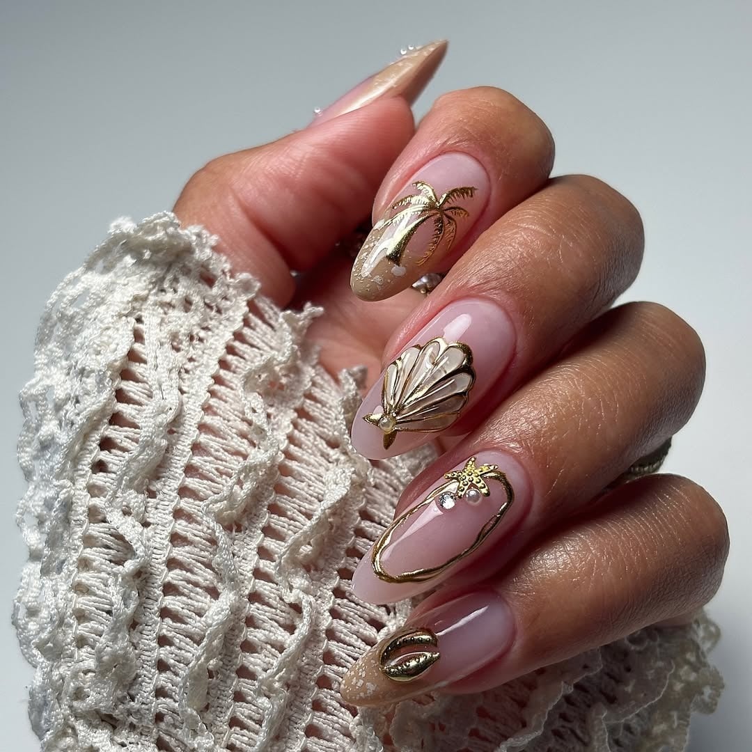 Sheer Pink Glossy 3D Floral Charm Almond Nails Sheer Pink Glossy 3D Floral Charm Almond Nails — Long Almond Nails
