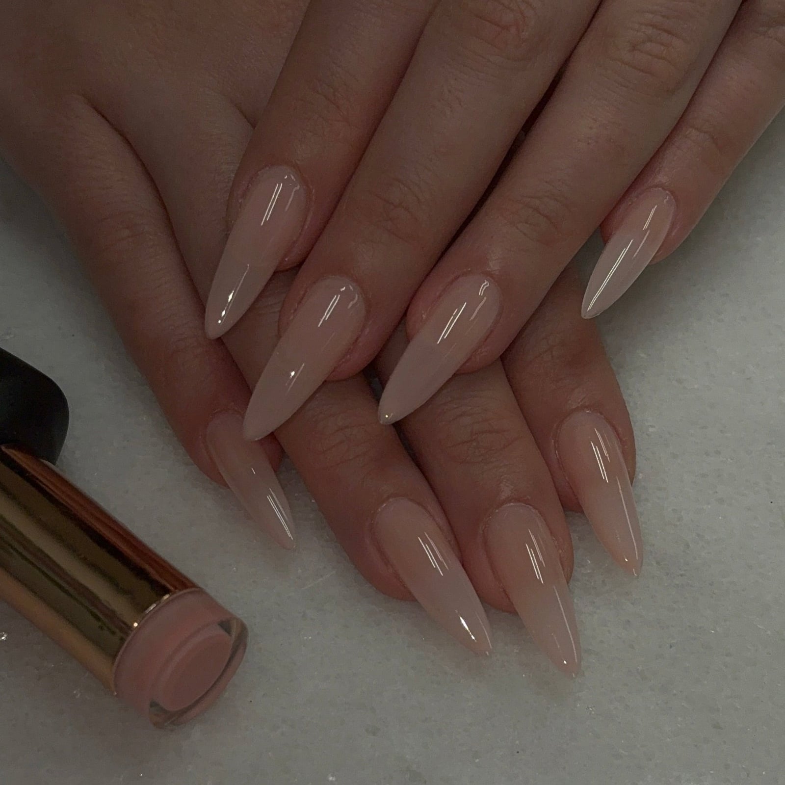 Sheer Milky Pink Glossy Long Almond Nails Sheer Milky Pink Glossy Long Almond Nails