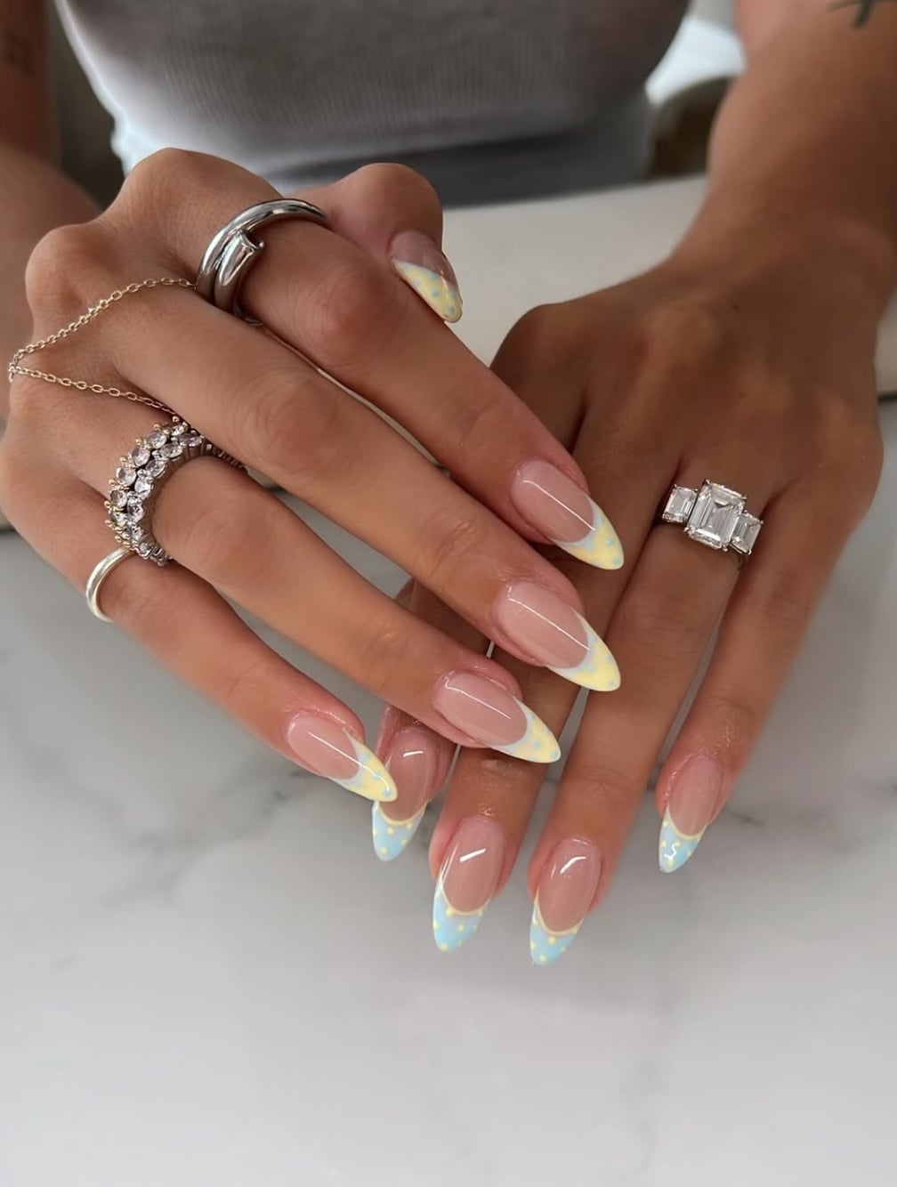 Sheer Pink Pastel French Tip Almond Nails Sheer Pink Pastel French Tip Almond Nails — Long Almond Nails