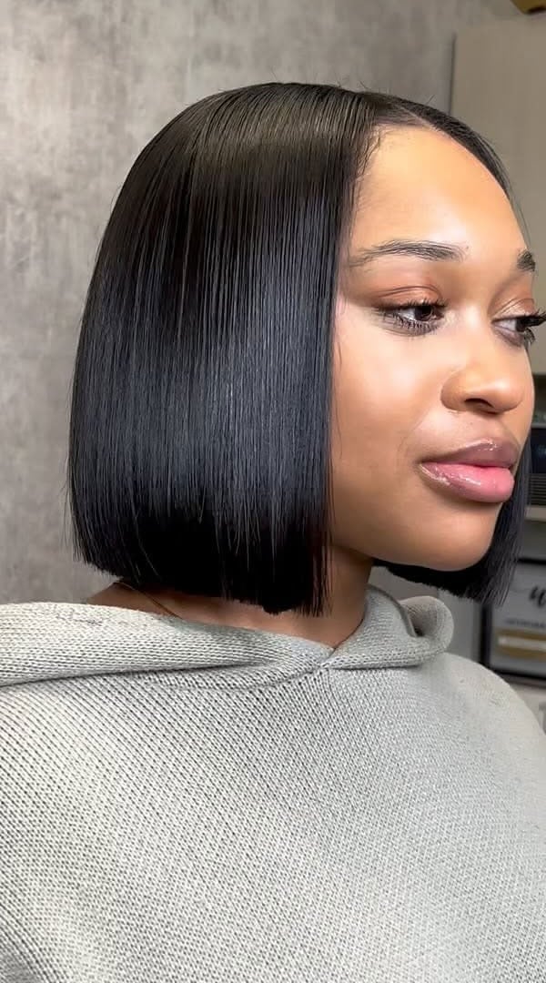 Chin Length Blunt Bob From Side View — Long Bob