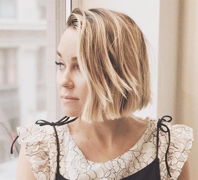 Collarbone Bob With Fine Blonde Highlights — Long Bob