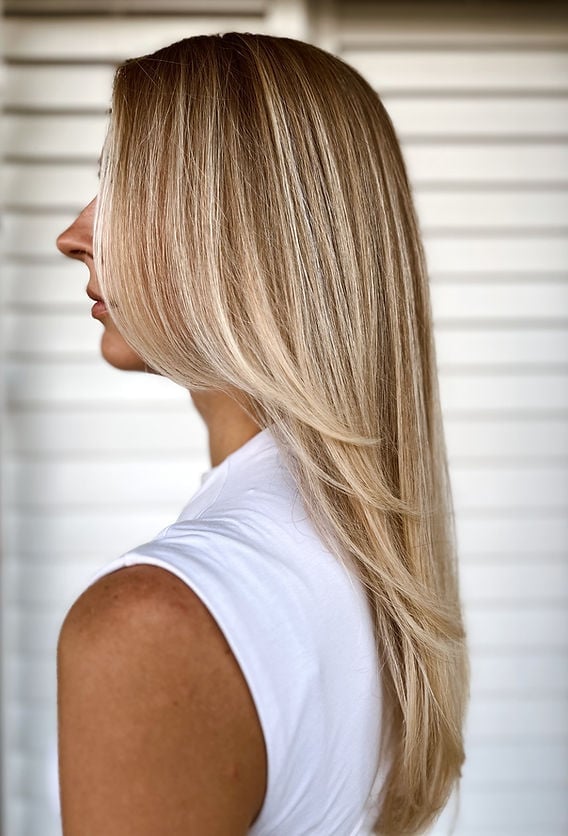 Shoulder Length Layered Blonde With Highlights Shoulder Length Layered Blonde With Highlights — Long Haircuts