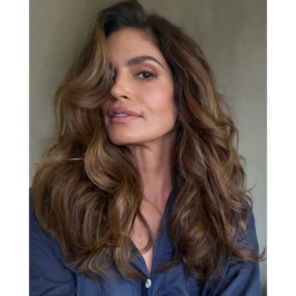 Dark Brown With Highlights And Face-Framing Curtain Bangs, Mid-Back Dark Brown With Highlights And Face-Framing Curtain Bangs, Mid-Back — Long Haircuts