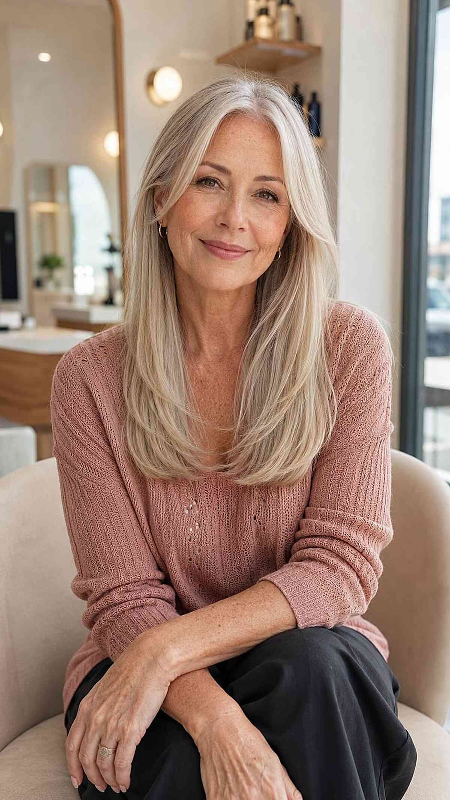 Cool Ash Blonde Long Layers With Curtain Bangs Cool Ash Blonde Long Layers With Curtain Bangs