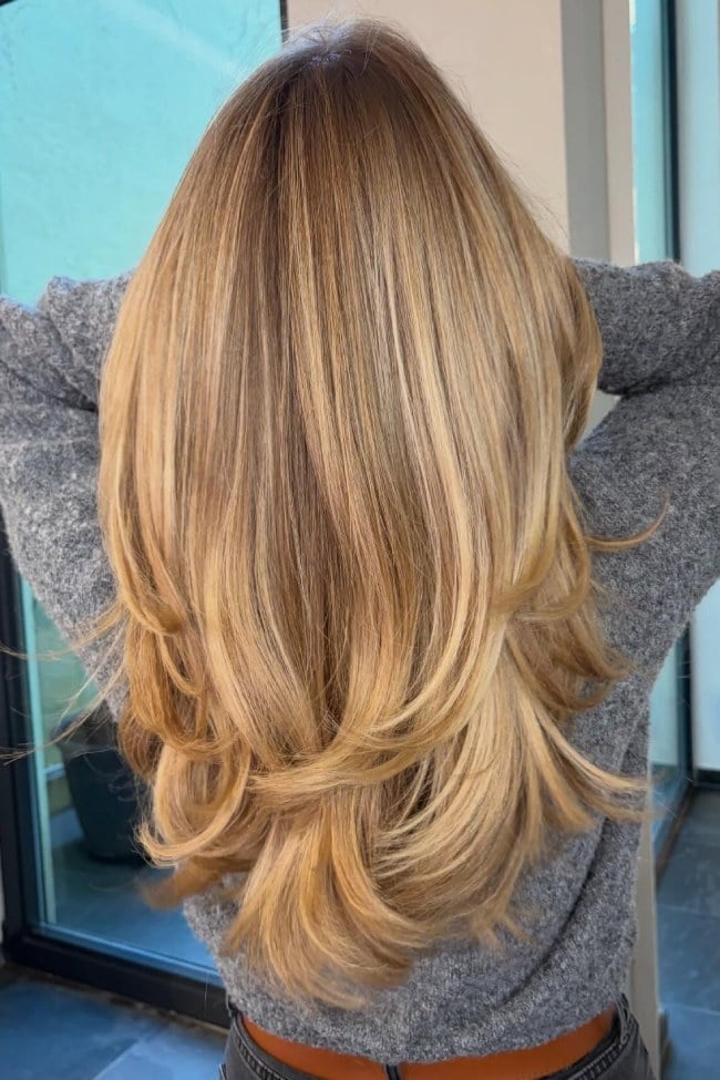 Golden Honey Blonde U-Shaped Layers Golden Honey Blonde U-Shaped Layers — Long Layers