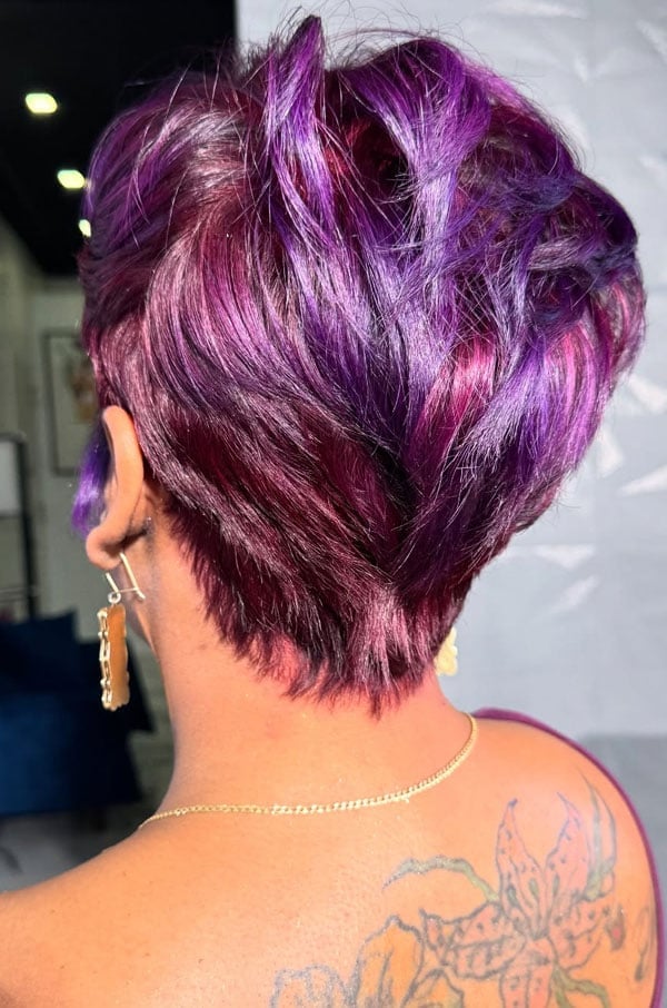 Purple and Magenta Layered Pixie Purple and Magenta Layered Pixie — Long Pixie