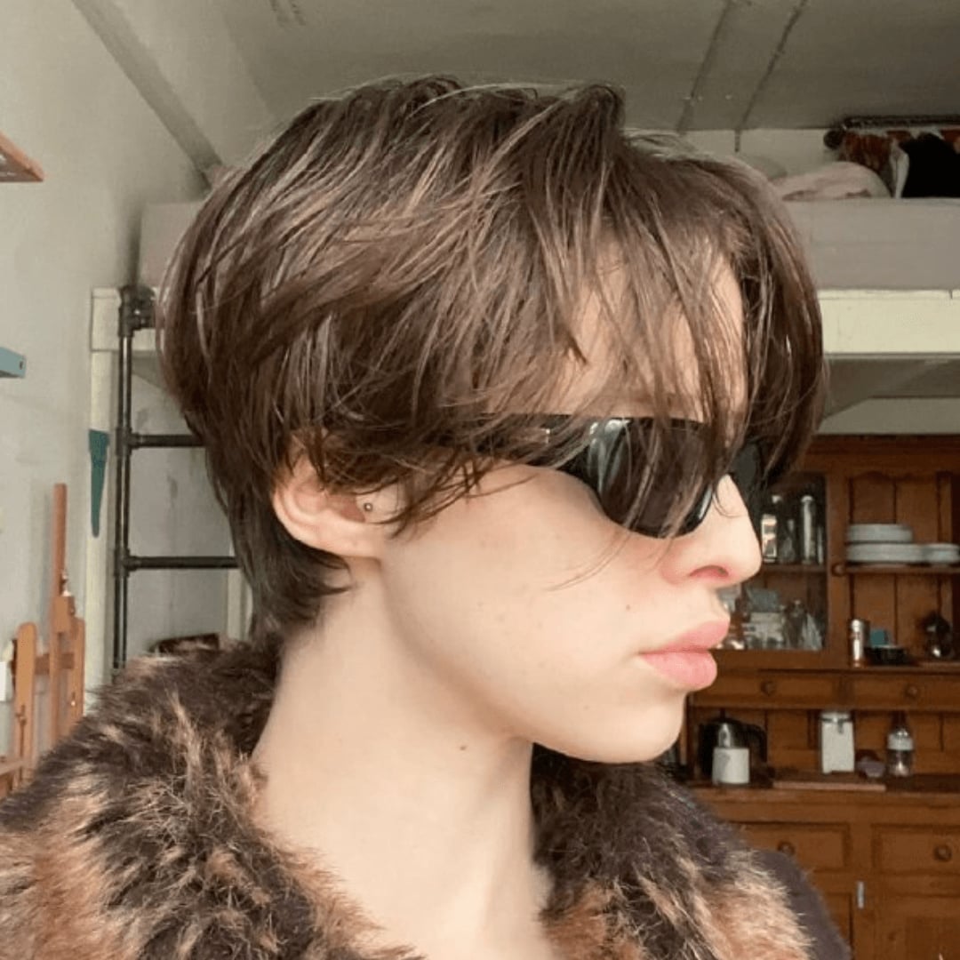 Dark Brown Pixie With Tousled Texture Dark Brown Pixie With Tousled Texture — Long Pixie