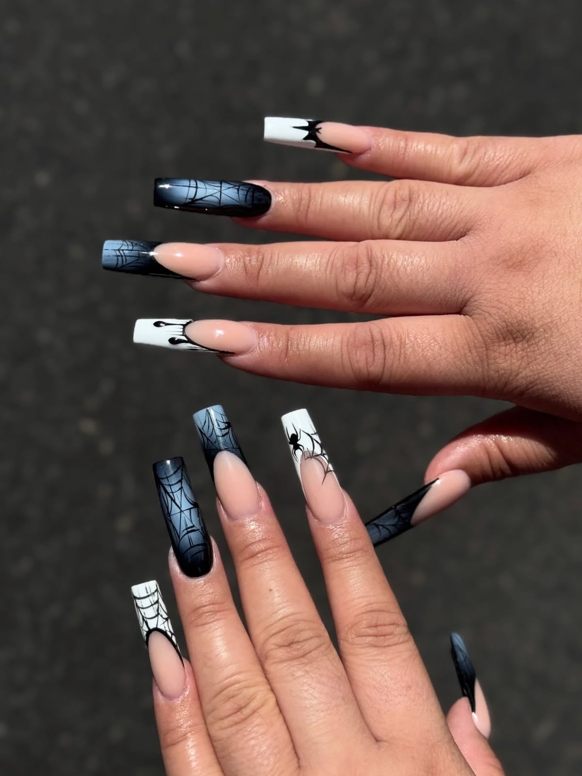 Halloween Spider Web Matte Glossy Long Square Halloween Spider Web Matte Glossy Long Square — Long Square Nails