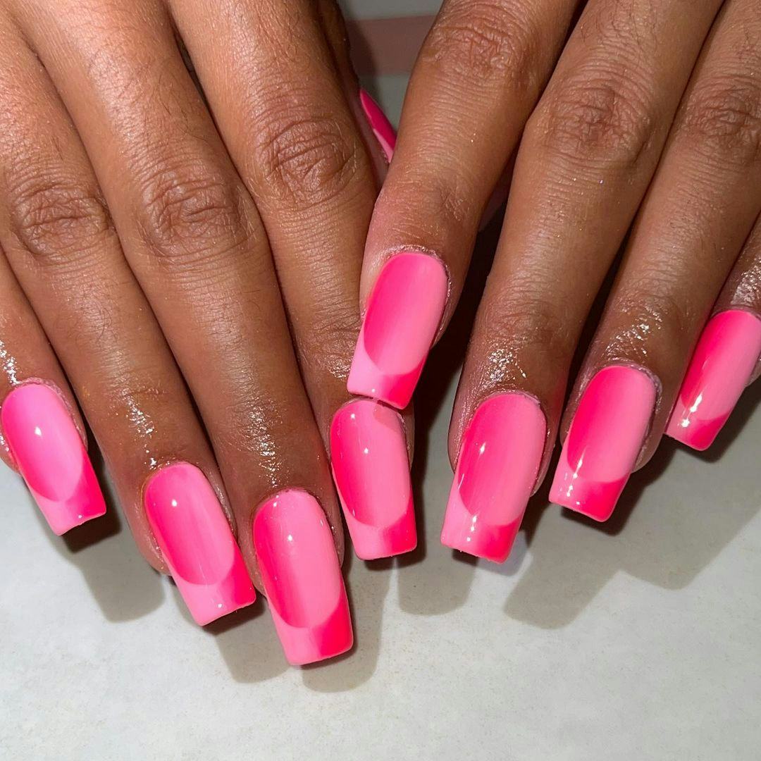Vibrant Pink Gradient Long Square Nails Vibrant Pink Gradient Long Square Nails