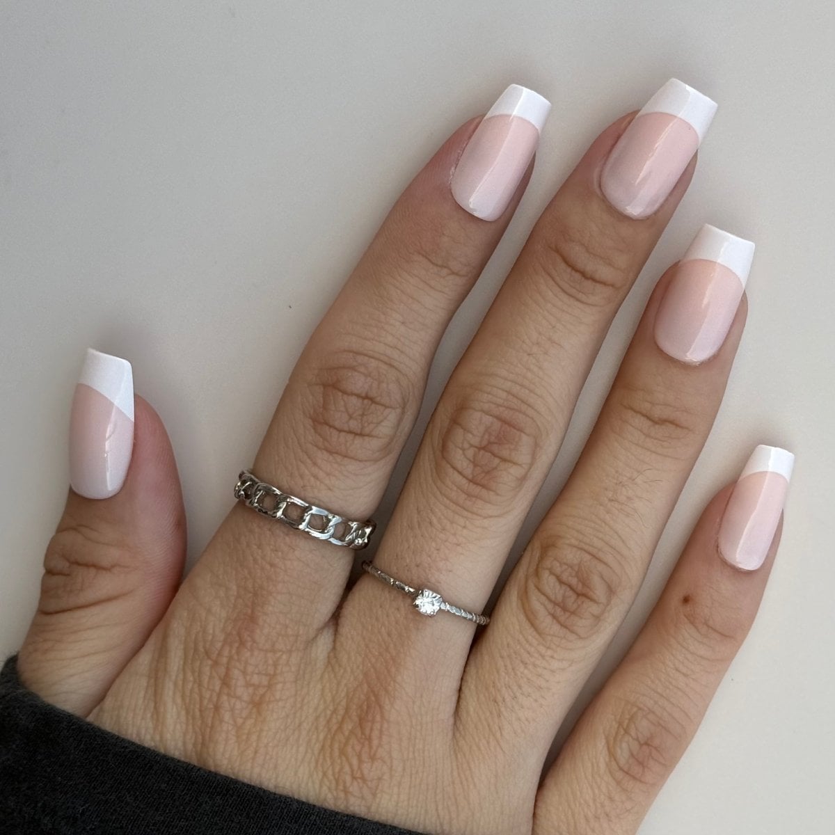 Classic White French Milky Pink Long Square Classic White French Milky Pink Long Square — Long Square Nails