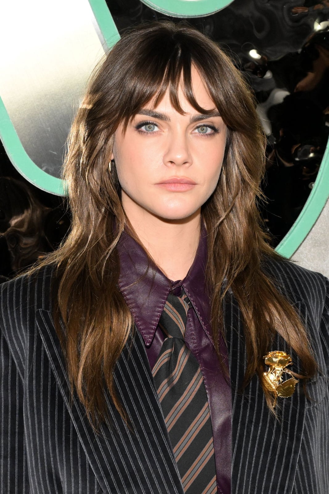 Mid-Back Dark Brown Wolf Cut With Curtain Bangs, Close-Up Take Mid-Back Dark Brown Wolf Cut With Curtain Bangs, Close-Up Take — Long Wolf Cut