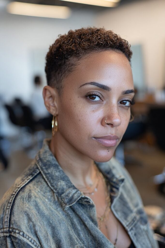 Textured Dark Brown Crop With Caramel Highlights Textured Dark Brown Crop With Caramel Highlights — Low Maintenance Haircuts