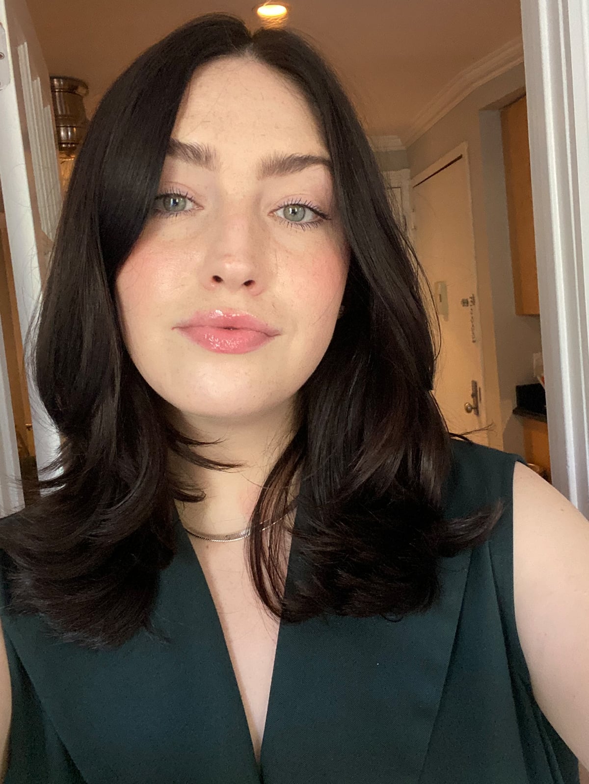 Shoulder Length Dark Brown Lob With Soft Waves Shoulder Length Dark Brown Lob With Soft Waves — Low Maintenance Haircuts