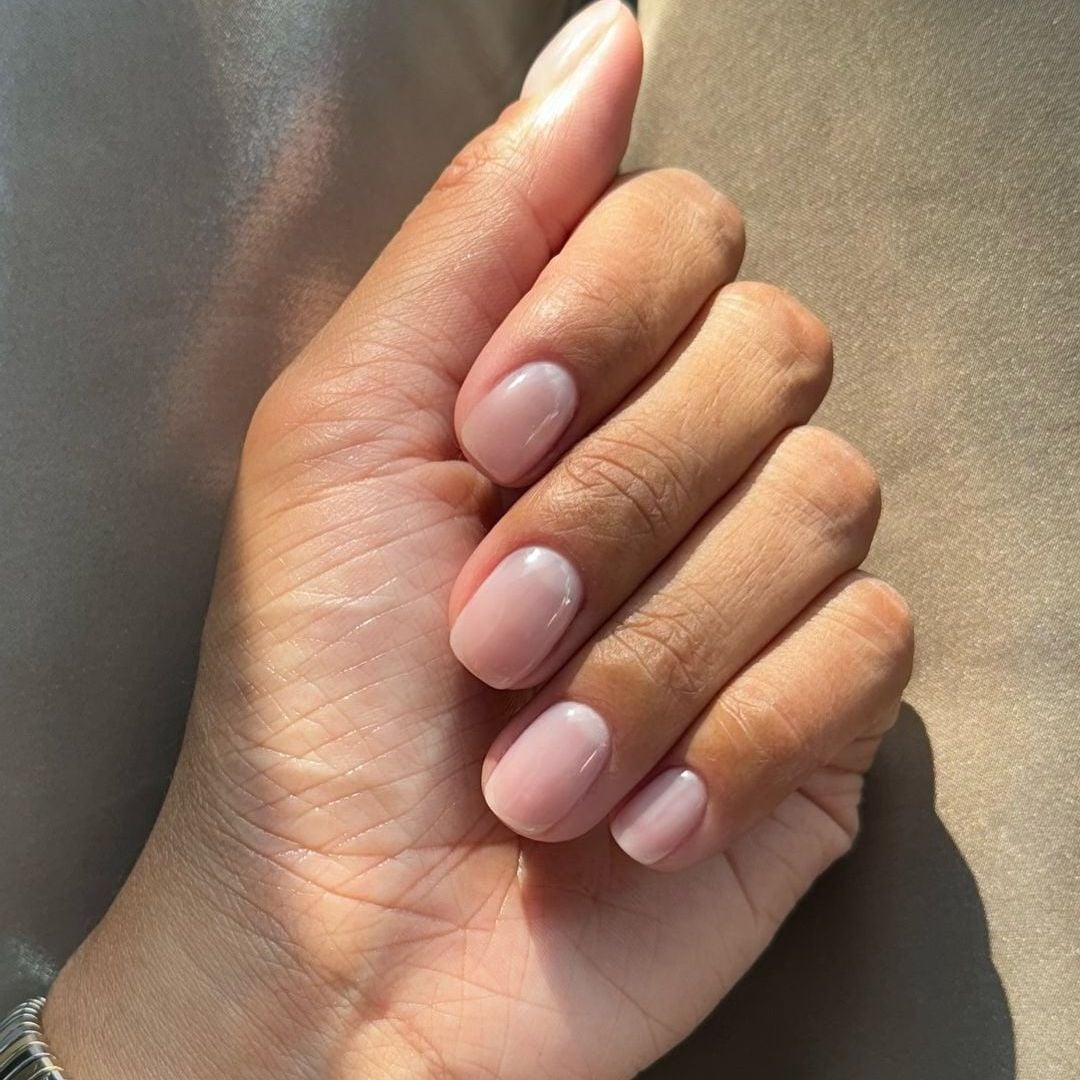 Regrowth Camouflage Sheer Nude Pink Short Square Nails, Glossy Regrowth Camouflage Sheer Nude Pink Short Square Nails, Glossy — Low Maintenance Nails