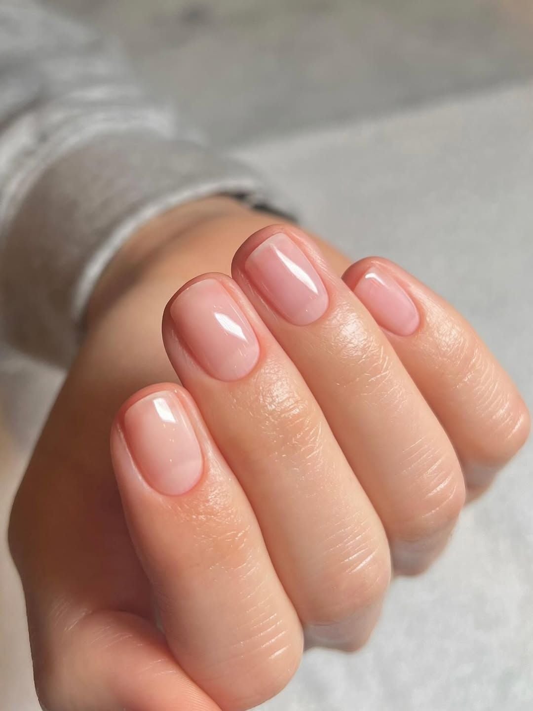 Natural Healthy Sheer Nude Pink Soft Square Nails, Glossy Natural Healthy Sheer Nude Pink Soft Square Nails, Glossy — Low Maintenance Nails