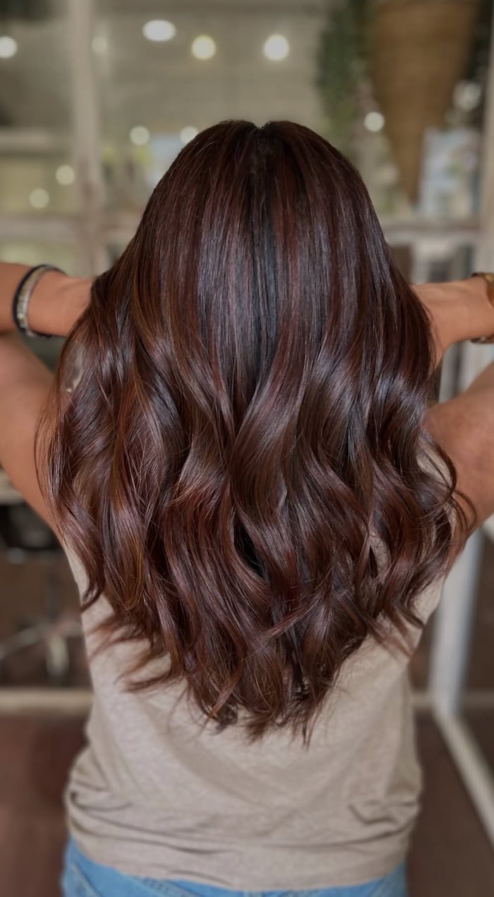 Shoulder Length Caramel Mahogany Brunette — Mahogany Hair