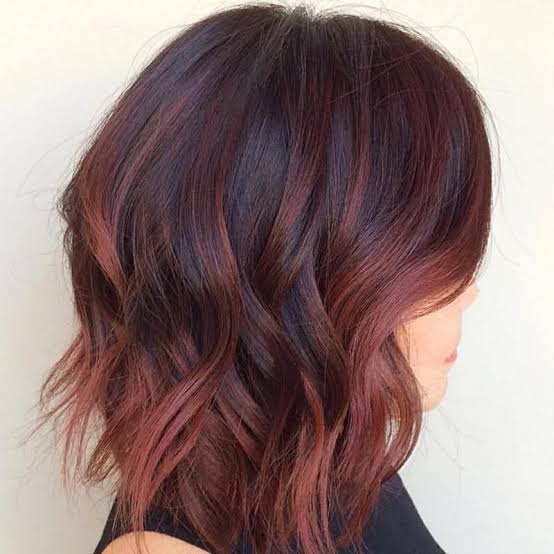 Collarbone Angled Bob With Mahogany Balayage — Mahogany Hair
