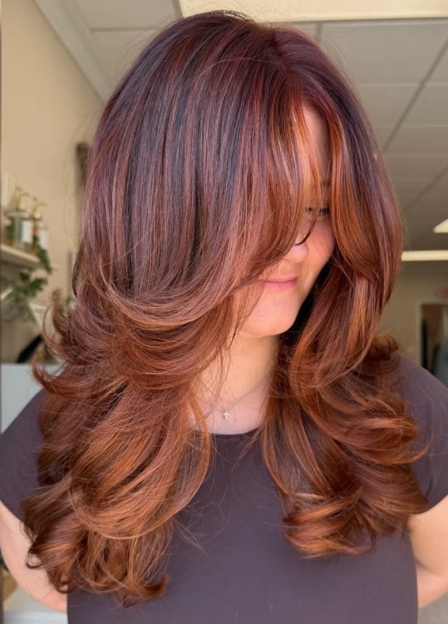Mid-Back Mahogany With Copper Money Piece — Mahogany Hair
