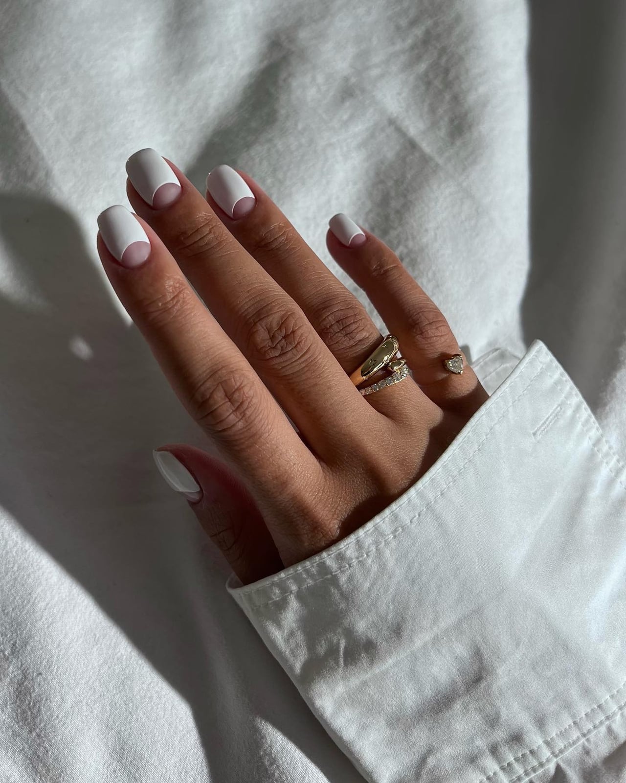 Matte Square French Tip Pink Nude Nails — Matte Nails
