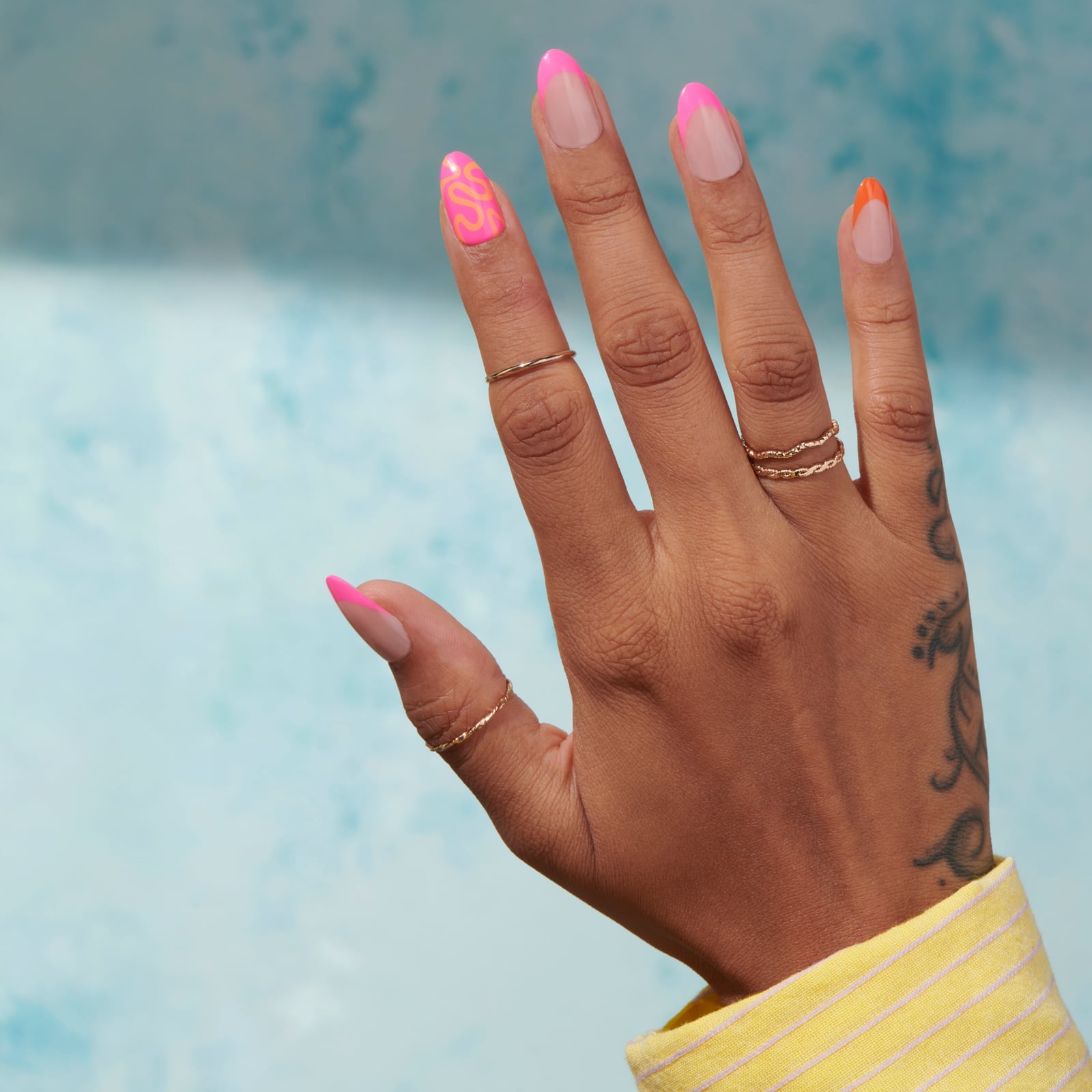 Neon Pink French Tip Medium Almond Nails Neon Pink French Tip Medium Almond Nails