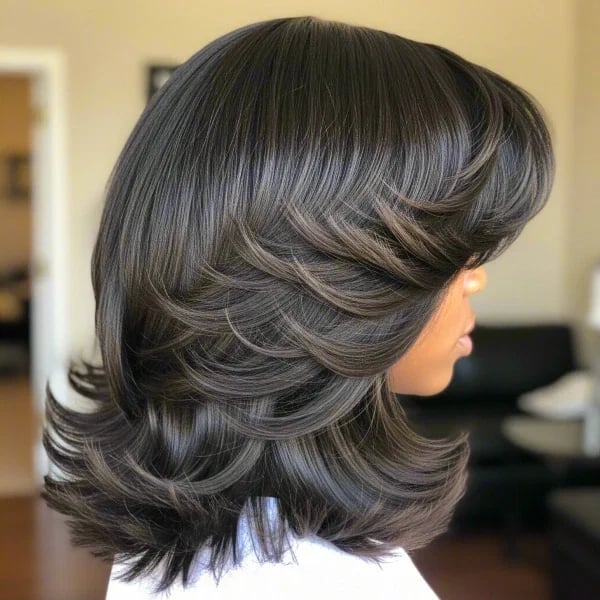 Dark Brown Collarbone Lob Natural Texture — Medium Haircuts