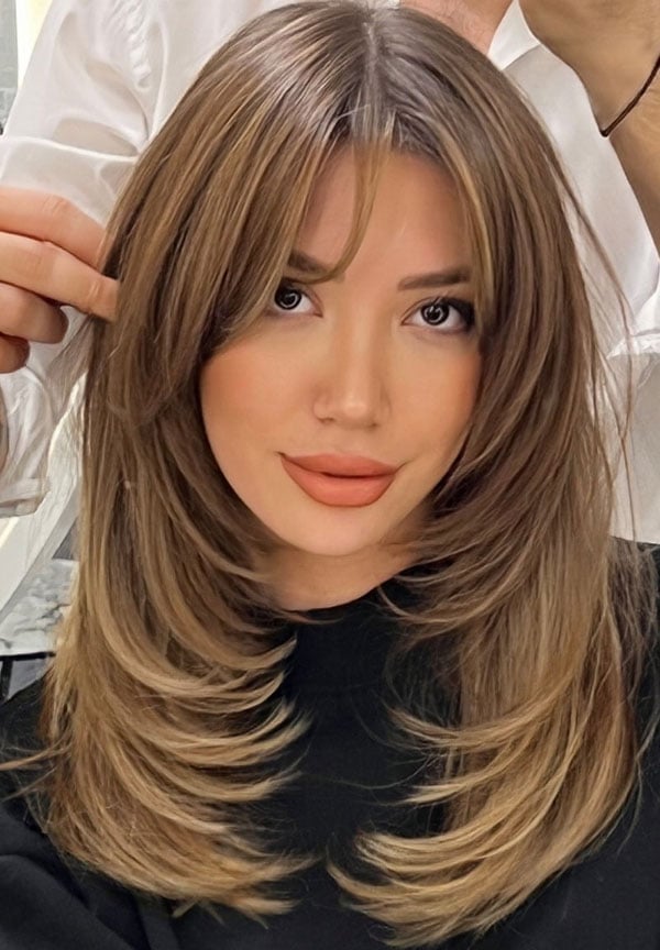 Mid-Back Long Layers With Face-Framing Pieces Mid-Back Long Layers With Face-Framing Pieces — Mid Length Haircuts