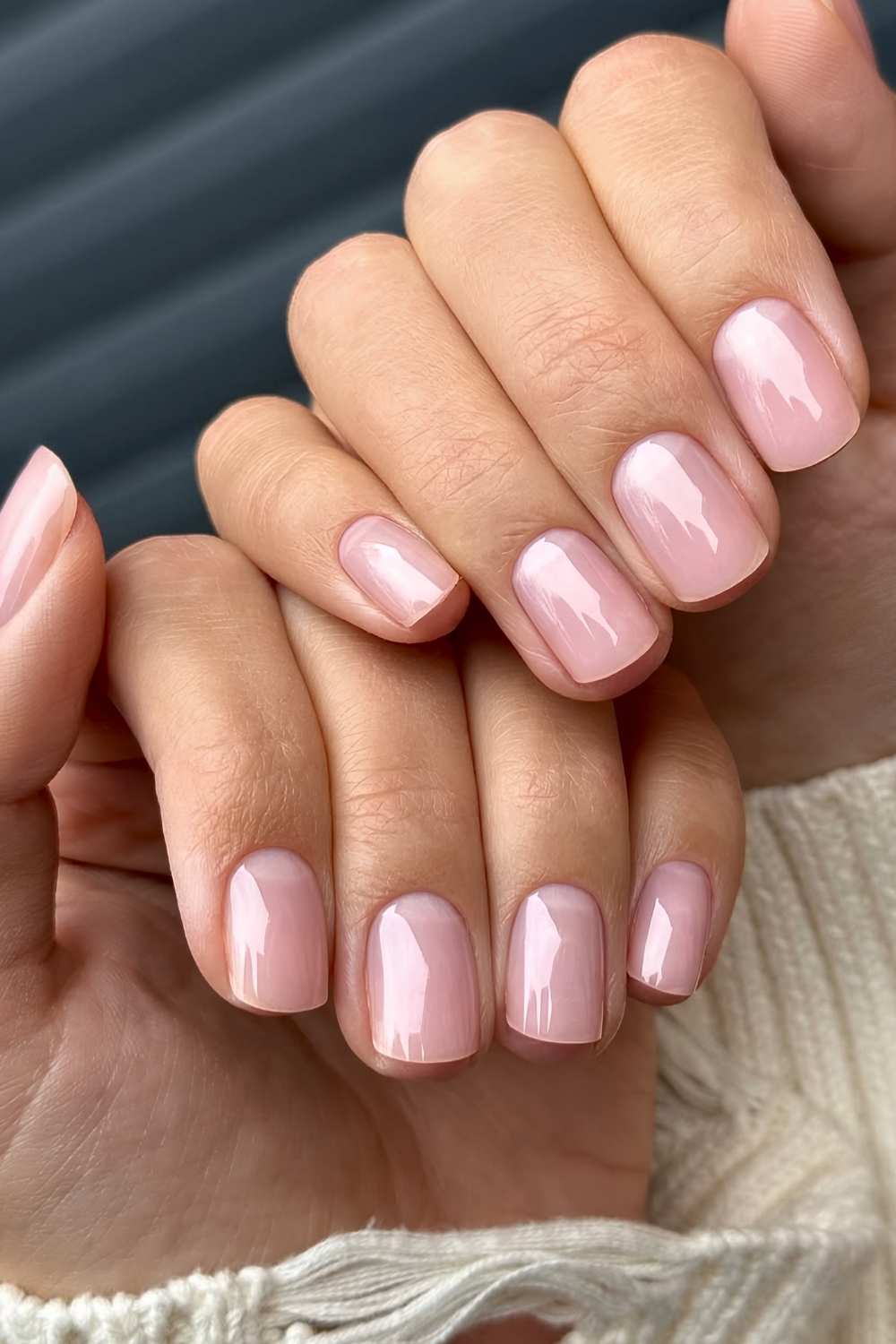 Sheer Milky Pink Short Square Nails, Reflecting The Soft — Milky Nails