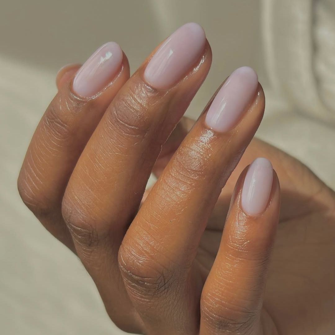 Sheer Milky Lavender Short Oval Nails, With Soft — Milky Nails