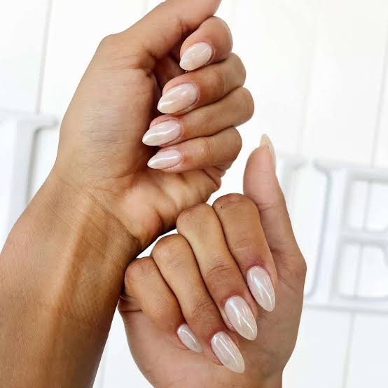 Milky White Short Almond Nails — Milky Nails