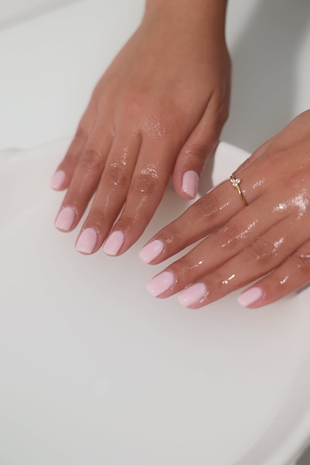 Soft Milky Pink Short Square Nails, Highlighting The Smooth — Milky Nails