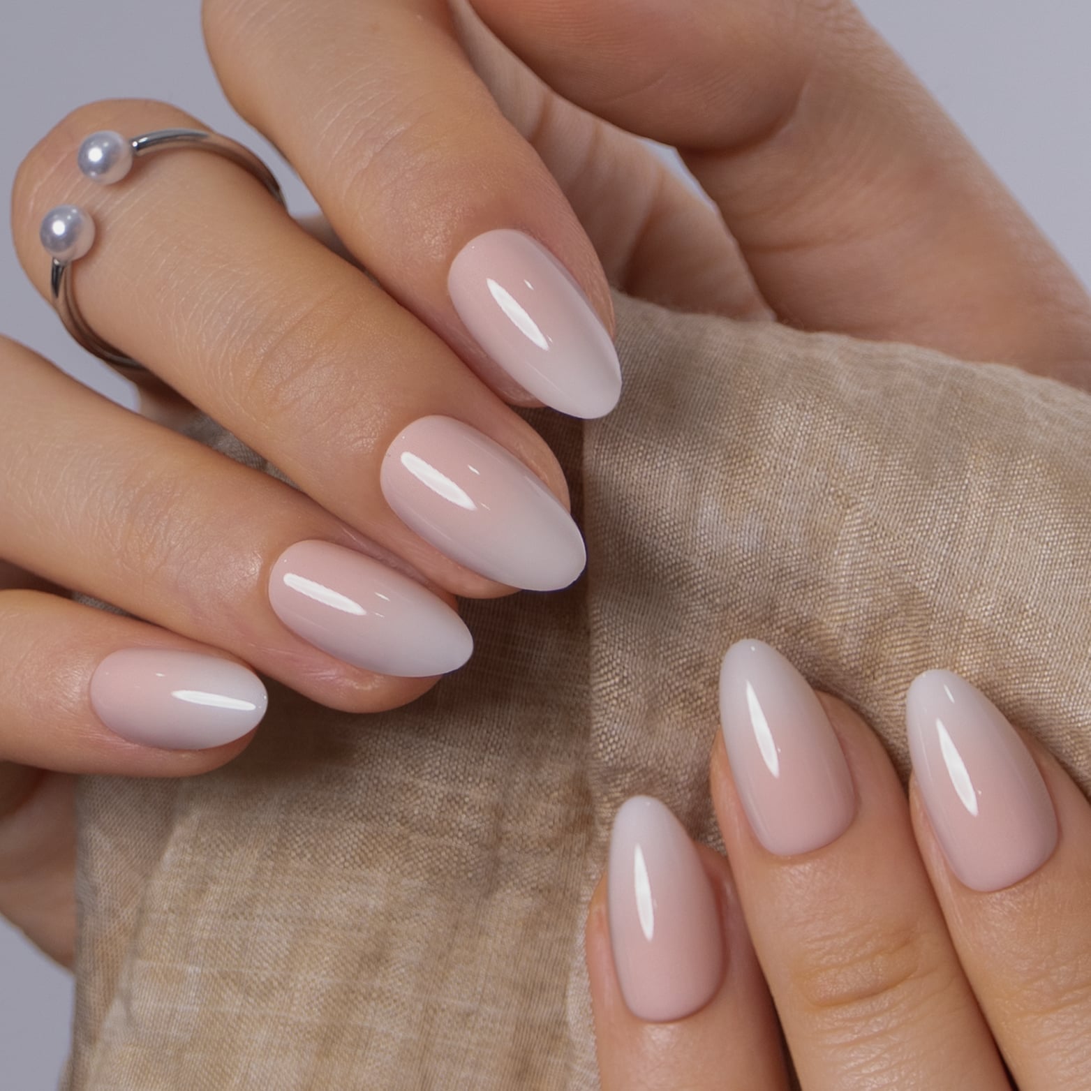 Milky Nude to White Ombre Short Almond Nails — Milky Nails