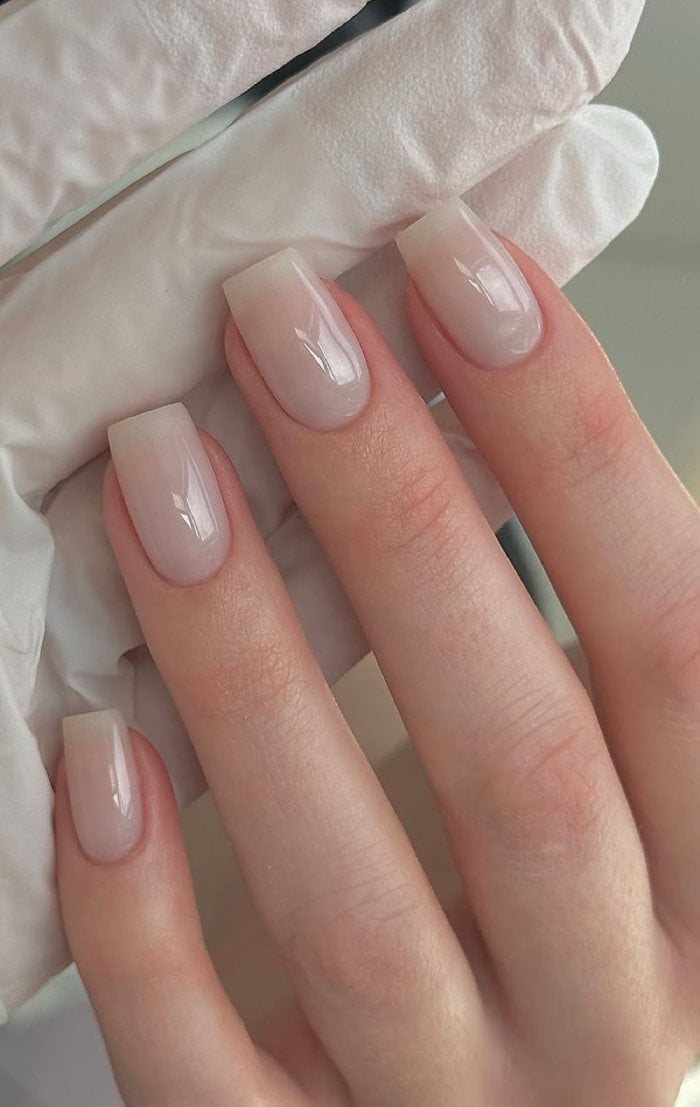 Milky White French Tip Short Square Nails — Milky Nails