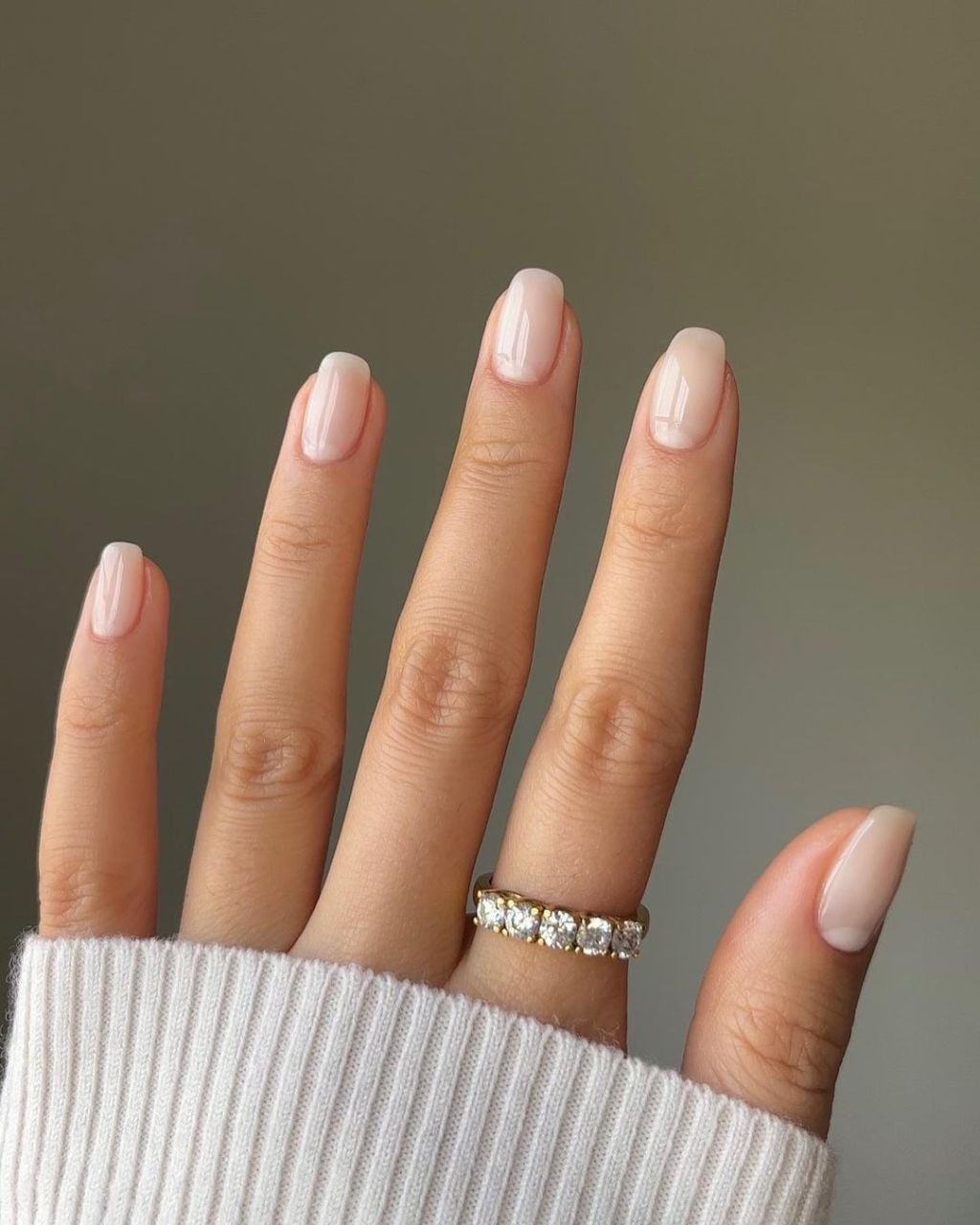 Sheer Milky Nude Short Natural Nails, Glossy — Milky Nails