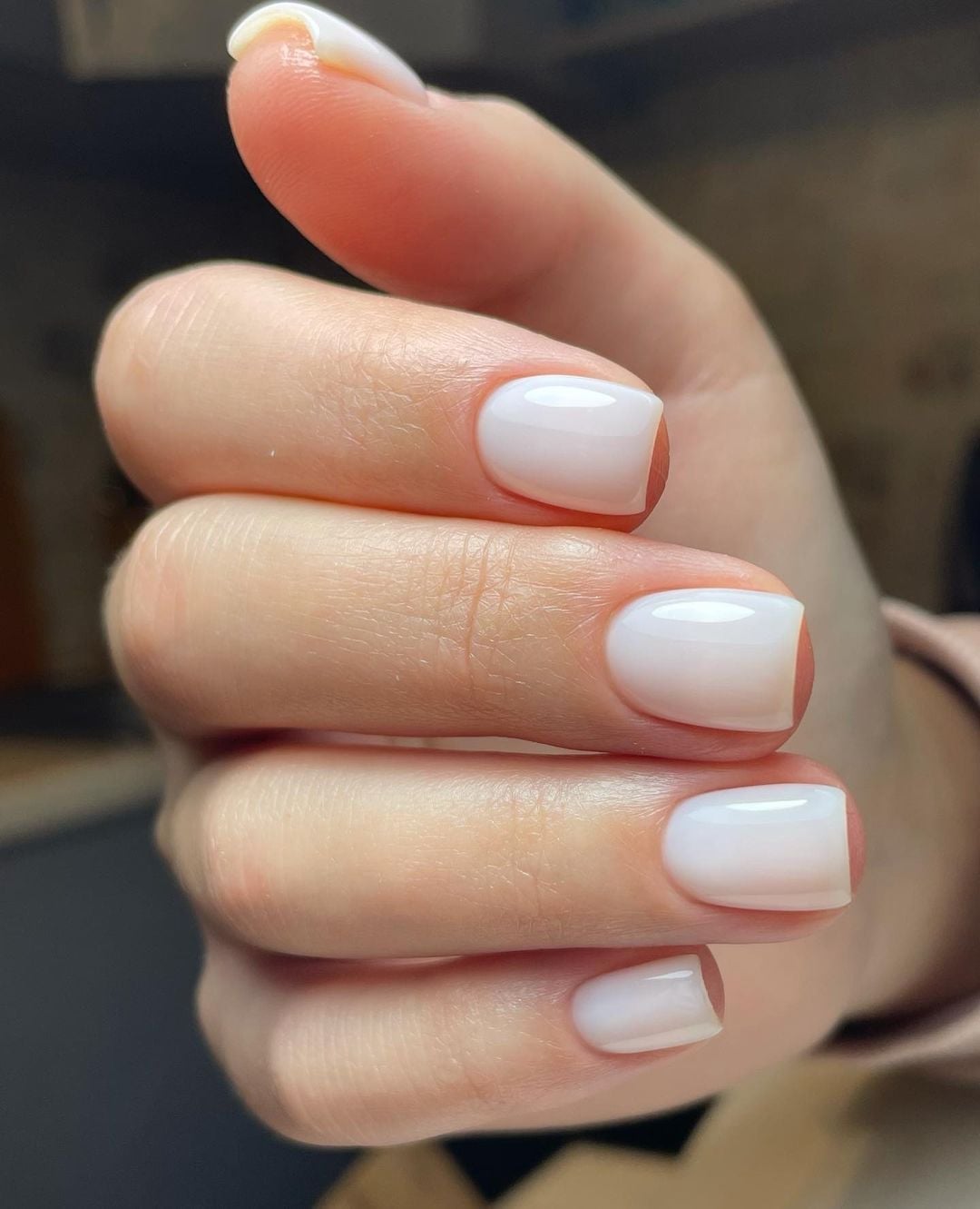 Opaque Milky White Short Square Nails — Milky Nails